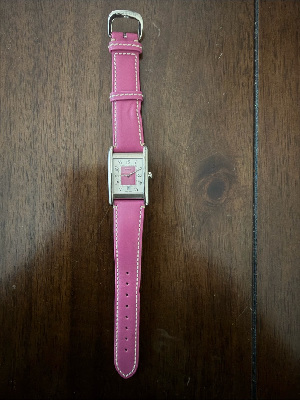 Women’s Coach Watch with Pink Leather Band. Rectangle Face.